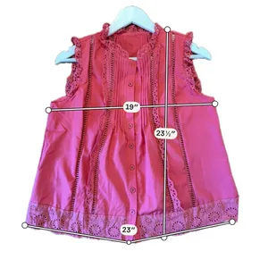 Boutique pink eyelet ruffled trim button front blouse small thumbnail 6