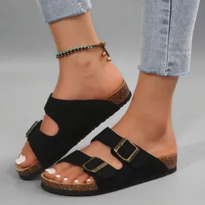 Women’s Sandal Slides– Adjustable Buckle Slippers, Lightweight with Cork Footbed thumbnail 2