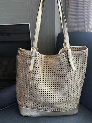 Michael Kors Gold Perforated Tote with MK Charm thumbnail 2