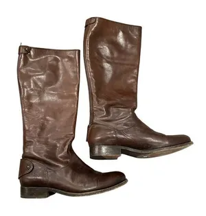 Frye Women's Brown Leather Riding Boots Knee‎ High Zip Up Casual Tall Size 7 thumbnail 1
