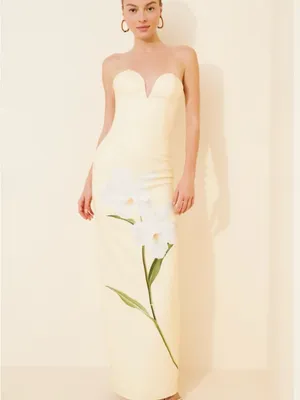 Katie May Ursula Floral Strapless Gown Butter Yellow thumbnail 4