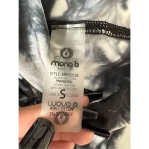 Black White Tie Dye Leggings small High Waist Stretch Yoga Athletic Pants thumbnail 3