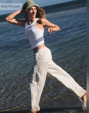 J.Crew Soleil pant in striped linen Size L thumbnail 1