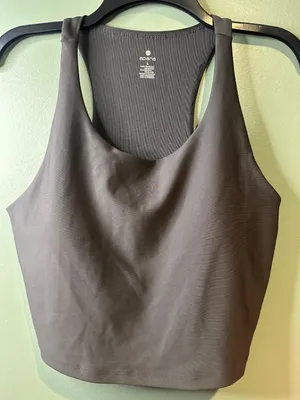 Apana Sport Women’s L Gray Cropped Active Tank Built In Bra NWT Athleisure thumbnail 1