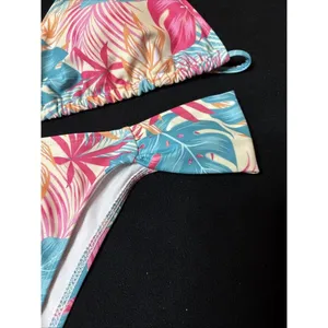 Womens Coral Floral 2 PC Bikini SZ L Top & Bottom Swimsuit thumbnail 3