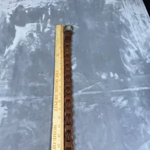 VTG Women's Braided Belt Small Brown Genuine Leather Chain Style Brass Buckle‎ thumbnail 5