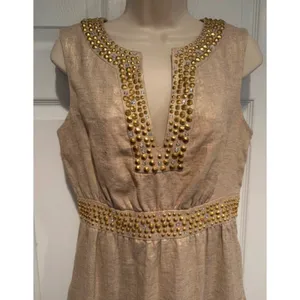 Kate‎ Spade New York Gold Metallic Linen Studded Sheath Dress NJMU1225 Womens 4 thumbnail 16