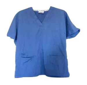 Medical Uniform Scrub Size Medium Stuff Tech Top Blue Short Sleeve Unisex thumbnail 1