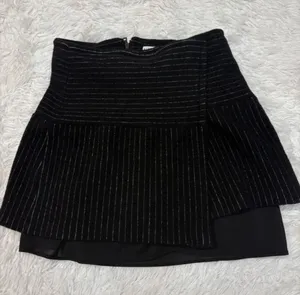 Alice + Olivia Black Pinstripe Tiered Peplum Skirt thumbnail 1