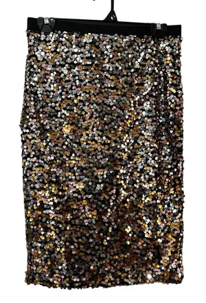 Women's Skirt Small Pencil Golden Sequin Embellished Waistband Party Gold‎ Black thumbnail 1