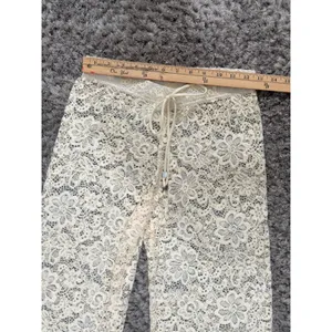 Elan Beach ivory lace boho pull on wide leg pants Cover Up Beach Resort Size M thumbnail 11