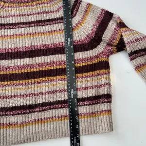 Old‎ Navy Striped Knit Sweater Womens Small S Pullover Crew Neck Beige Burgundy thumbnail 6