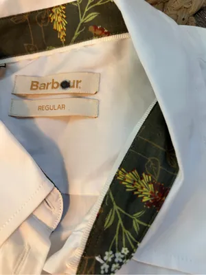 NWT Barbour White Long-Sleeve Dress Shirt with Patterned Collar Trim 14 thumbnail 4