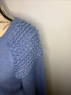 Anthropologie Mare Mare Cinched crew neck sweater with loop knit detail blue M thumbnail 3