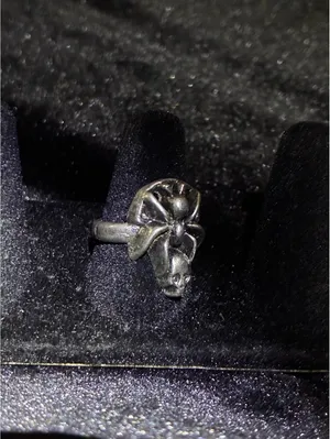 Goth Emo Oxidized Silver Spider Ring with Skull Accent Sz 7 thumbnail 3