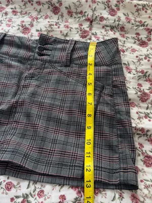 Y2K Plaid Mini Skirt in Grey with Subtle Pink Stripe thumbnail 6