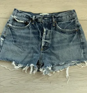 AGOLDE Parker High Waist Distressed Denim Cut Off Shorts Med Wash Blue Size 27 thumbnail 1