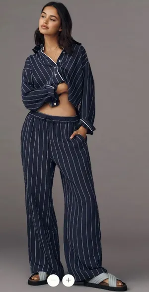 Anthropologie Maeve Low-Slung Striped Track Pants thumbnail 1