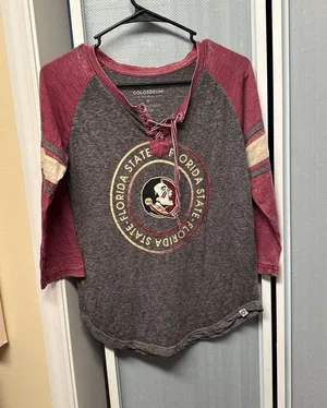 Women's Colosseum Florida State Seminoles Heathered Lace-Up 3/4 Sleeve thumbnail 1