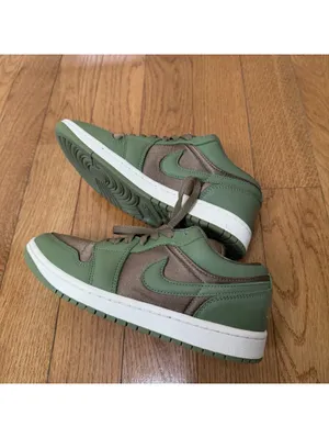 Size 8.5 US Air Jordan 1 Low SE Olive Brown Kelp FB9893-300 Green Brown Leather thumbnail 14