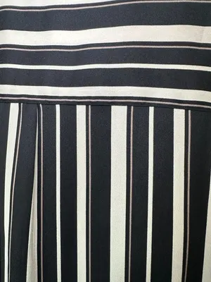 LOFT Black and White Striped Long Sleeve Midi Shirt Dress with Belt thumbnail 4