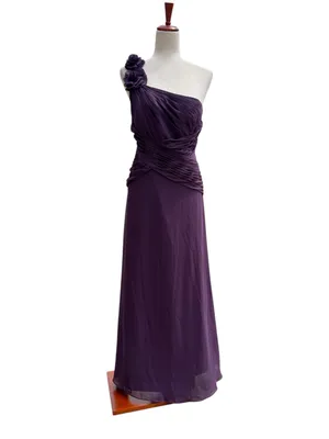 David's Bridal Plum One Shoulder Formal Dress thumbnail 8