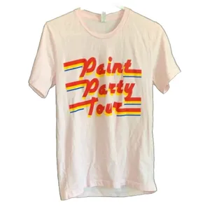 Bella Canvas Paint Party Tour T-Shirt Women Size Small 2019 Pink Tee Graphic Top Summer Funky thumbnail 2