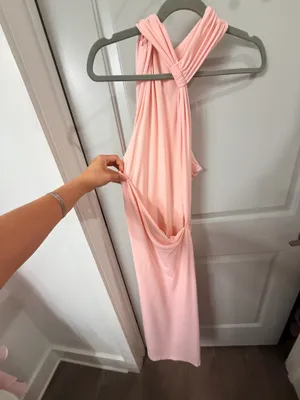 ZARA Pink Ruched Dress Halter thumbnail 4