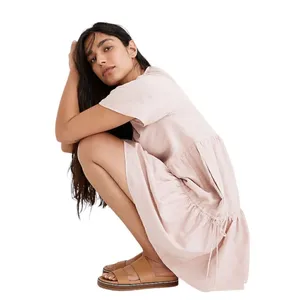 Madewell Linen Blend Lorelei Mini Dress Pale Pink Size S thumbnail 4