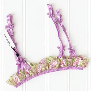 For Love & Lemons Garter Belt Womens Floral Embroidered Lace Purple NWOT Small thumbnail 1