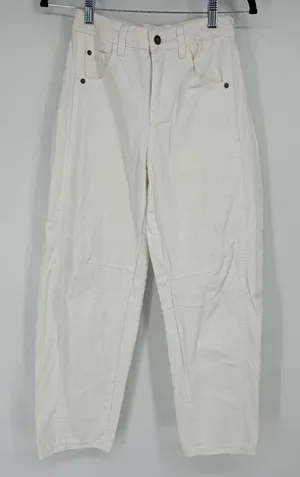 White High Waisted Barrel‎ Leg Tapered Jeans XS thumbnail 1