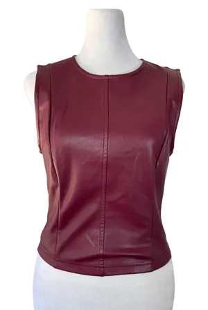 7 for All Mankind Burgundy Faux Leather Tank Top thumbnail 1