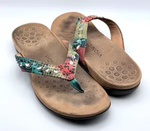 Vionic Lucia Flip Flop Women Size 11 Multicolor Snakeskin Rhinestone Orthotic thumbnail 1