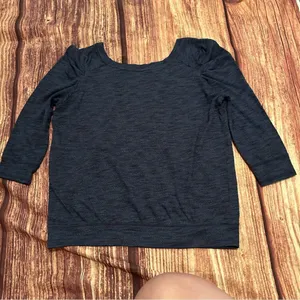 Women’s Free People Juliette Blue Marbled Puff Sleeve 3/4 Sleeves Size L thumbnail 6