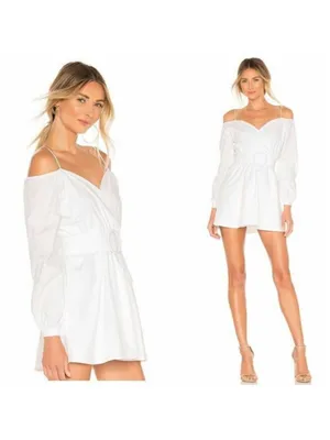 Superdown Leia White Off the Shoulder Long Sleeve Mini Dress Size L thumbnail 3