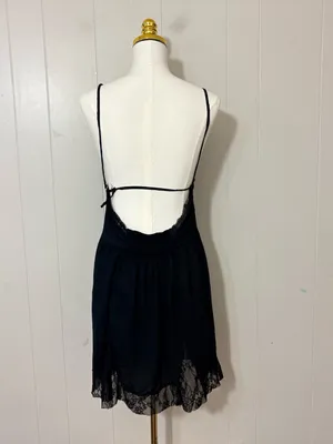 Intimately Free People Black Lace Open Back Slip Mini Dress Size M thumbnail 5