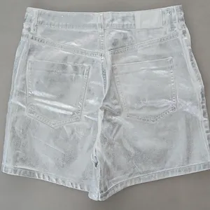 Zara High Rise Shimmering Light Grey Shorts Size 6 thumbnail 2