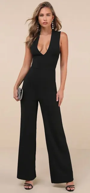 Lulus Thinking Out Loud Backless Wide Leg Jumpsuit SzXL NWT thumbnail 1
