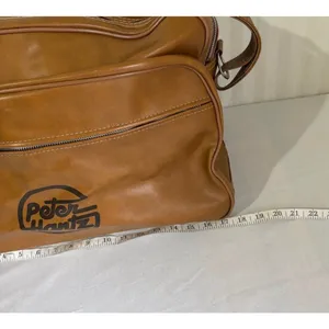 Vintage Peter Hantz Caramel Brown Faux Leather Travel Bag Shoulder Duffle thumbnail 5