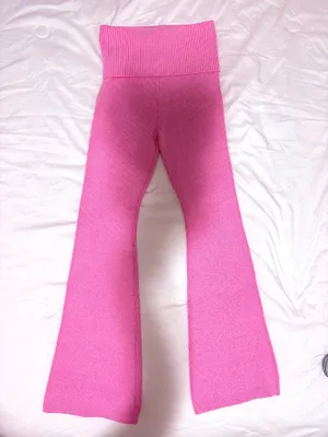 Pink Cable Knit Mock Neck Sweater & Fold-over Leggings thumbnail 3