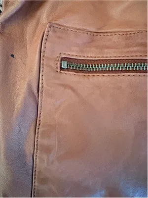 Hinge Zip Pocket Leather Jacket Brown Size 1 (19” PTP oversized) NWT thumbnail 12