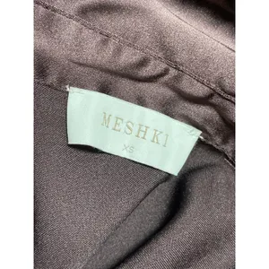 Meshki Women's Black Silk Satin Long Sleeve Button Down Pajama Shorts Set XS/S thumbnail 8