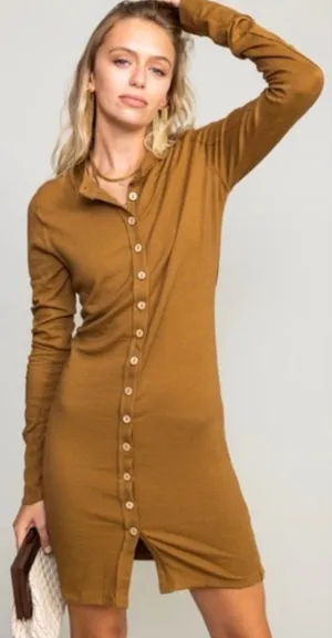 We The Free Gia Cardigan Dress Brown Button Up Thermal Women’s Medium Multiwear thumbnail 1