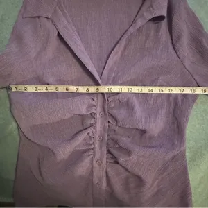 ASOS DESIGN crinkle textured ruched front shirt purple size 12 thumbnail 4