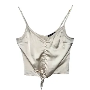 Abercrombie & Fitch Champagne Gold Satin Tie Front Cami Crop Tank Top Size Small thumbnail 2