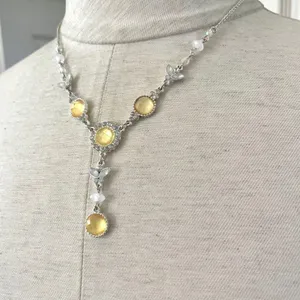 Vintage Avon silver tone yellow butterfly necklace thumbnail 2