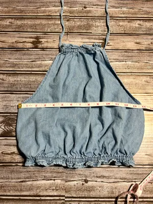 Pull&Bear Light Blue Denim Smocked Crop Top thumbnail 4