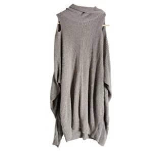 Ella Moss Barley Gray Cut Out Cashmere Blend High Neck Knit Tunic Sweater Size M thumbnail 7