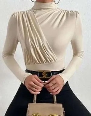 NWOT Mock Neck Ruched Bodysuit thumbnail 5