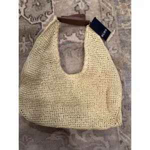 BCBGMAXAZRIA Woven Raffia Shoulder Bag In Brown NWT READ $128 thumbnail 3